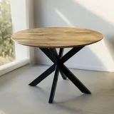 BERG 150 - Ronde eettafel mangohout - Productfoto zijaanzicht