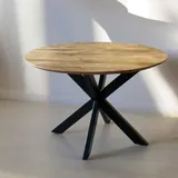 BERG 150 - Ronde eettafel mangohout - Productfoto Schuinaanzicht