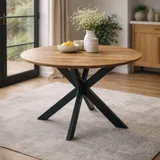 BERG - Ronde eettafel mangohout - Productfoto in sfeer