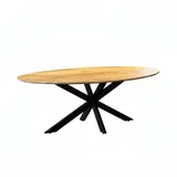 RIEL - Swiss Ovaal eettafel mangohout - Kaal wit