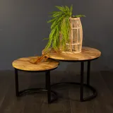 Salontafel Set van 2 Rond, Mangohout, Industrieel