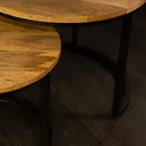 Salontafel Set van 2 Rond, Mangohout, Industrieel