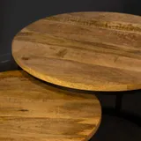 Salontafel Set van 2 Rond, Mangohout, Industrieel