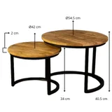 Salontafel Set van 2 Rond, Mangohout, Industrieel