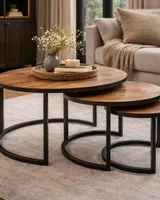 Ronde Mangohout Tafel Set van 3