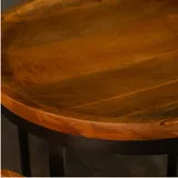 Ronde Mangohout Tafel Set van 2, Industrieel & Inschuifbaar