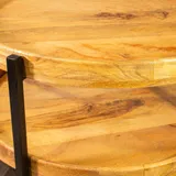 Salontafel mangohout rond 79 cm, industrieel hout & staal