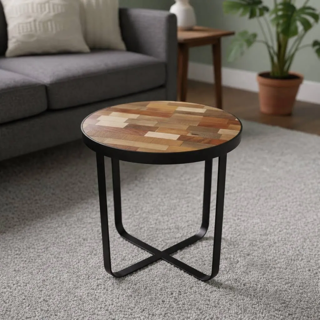 Robert Wood - Rond mangohouten bijzettafel - Productfoto boven