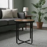 Robert Wood - Rond mangohouten bijzettafel - Productfoto in sfeer