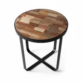 Robert Wood - Rond mangohouten bijzettafel - Product foto Wit bovenkant