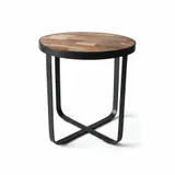 Robert Wood - Rond mangohouten bijzettafel - Product foto Wit Schuinaanzicht