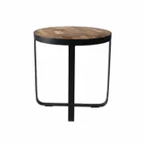 Robert Wood - Rond mangohouten bijzettafel - Product foto Wit Zijaanicht