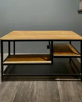 Salontafel mangohout 80x80 industrieel