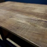 Salontafel mangohout 80x80 industrieel, Design met open vak