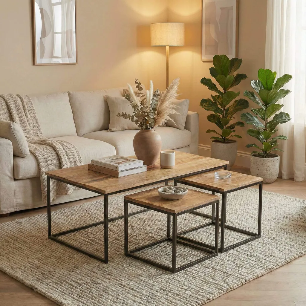 SLUIS Mangohout tafel set van 3 Productfoto