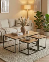 Mangohout Tafel Set van 3