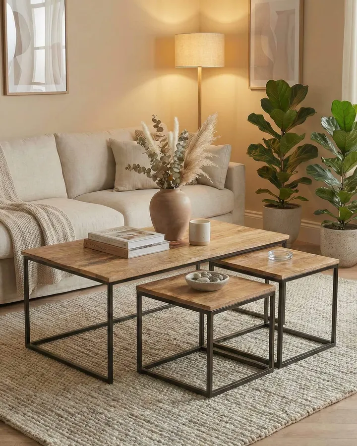 SLUIS Mangohout tafel set van 3 Productfoto