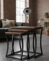 Mangohout Bijzettafel Set van 3