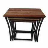 Kessel - Mangohout bijzettafel set van 3 - Wit voor