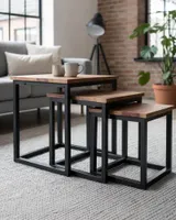 Mangohout inschuifbare bijzettafel set van 3