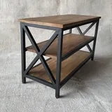 Mangohouten wandtafel 75x30x45 cm, Industrieel Metaal