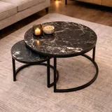 Inschuifbare zwarte marmeren salontafel set, luxe design