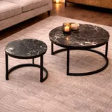 Inschuifbare zwarte marmeren salontafel set, luxe design