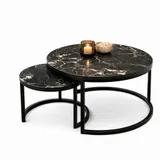 Inschuifbare zwarte marmeren salontafel set, luxe design