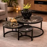 Ospel - Inschuifbare marmeren salontafel set van 3 - Productfoto in sfeer