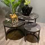 Inschuifbare marmeren salontafel set van 3, luxe zwart design
