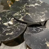 Inschuifbare marmeren salontafel set van 3, luxe zwart design