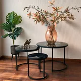 Inschuifbare marmeren salontafel set van 3, luxe zwart design