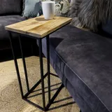 Mangohout C-Tafel 40x30x60, Industrieel & Metaal onderstel