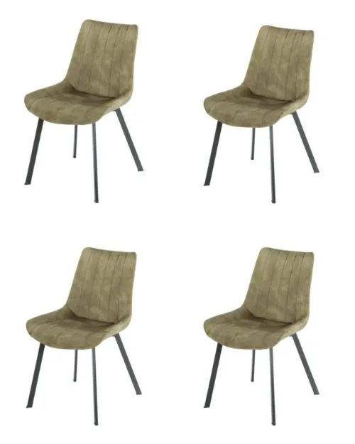 Eetkamerstoel Set van 4, Kerala Groen, Microvezel bekleding, Comfortabel en Stijlvol