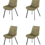 Eetkamerstoel Set van 4, Kerala Groen, Microvezel bekleding, Comfortabel en Stijlvol