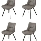 Eetkamerstoel Set van 4, Mumbai Grijs, Microvezel bekleding, Comfortabel en Stijlvol