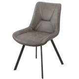 Eetkamerstoel Set van 4, Mumbai Grijs, Microvezel bekleding, Comfortabel en Stijlvol