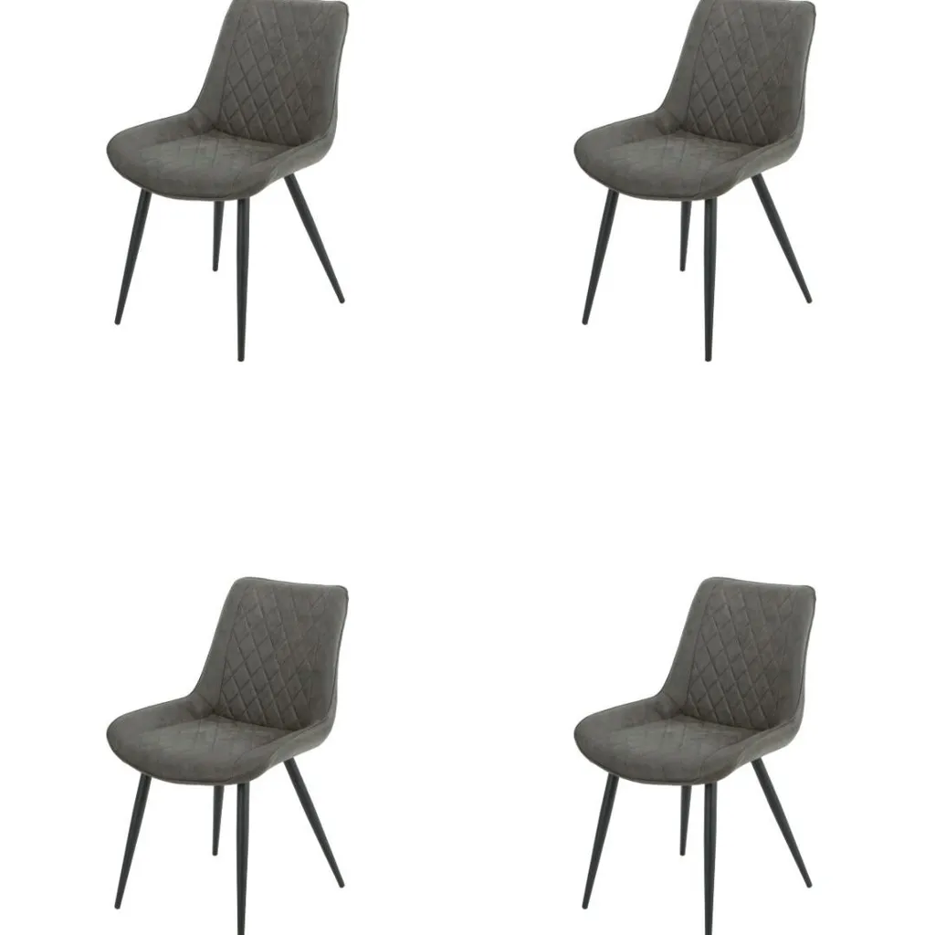 Eetkamerstoel Set van 4, Ganga Grijs, Microvezel bekleding, Comfortabel en Stijlvol