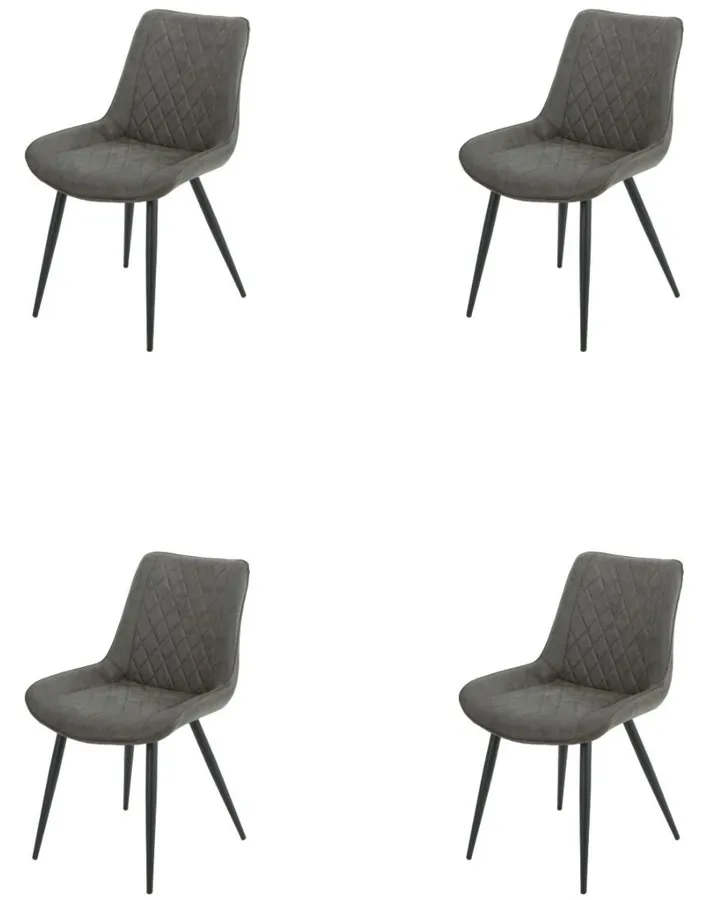Eetkamerstoel Set van 4, Ganga Grijs, Microvezel bekleding, Comfortabel en Stijlvol