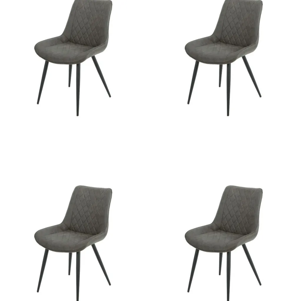 Eetkamerstoel Set van 4, Ganga Groen, Microvezel bekleding, Comfortabel en Stijlvol