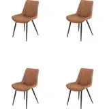 Eetkamerstoel Set van 4, Ganga Taupe/Cognac, Microvezel bekleding, Comfortabel en Stijlvol