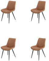 Eetkamerstoel Set van 4, Ganga Taupe/Cognac