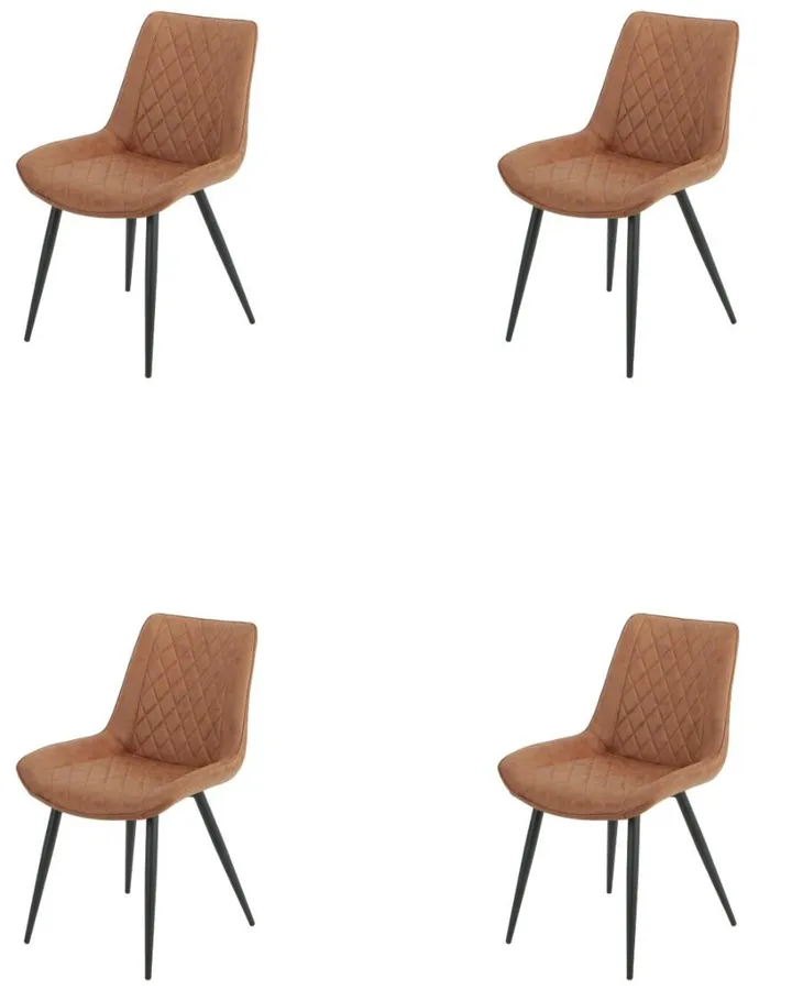 Eetkamerstoel Set van 4, Ganga Taupe/Cognac, Microvezel bekleding, Comfortabel en Stijlvol