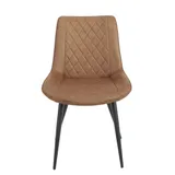 Eetkamerstoel Set van 4, Ganga Taupe/Cognac, Microvezel bekleding, Comfortabel en Stijlvol