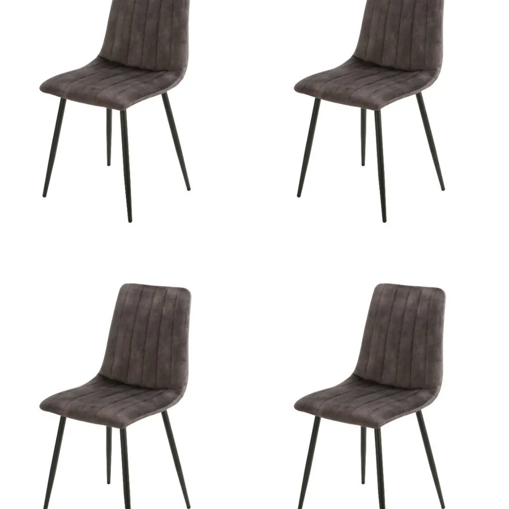 Eetkamerstoel Set van 4, Samara Grey, Microvezel bekleding, Comfortabel en Stijlvol