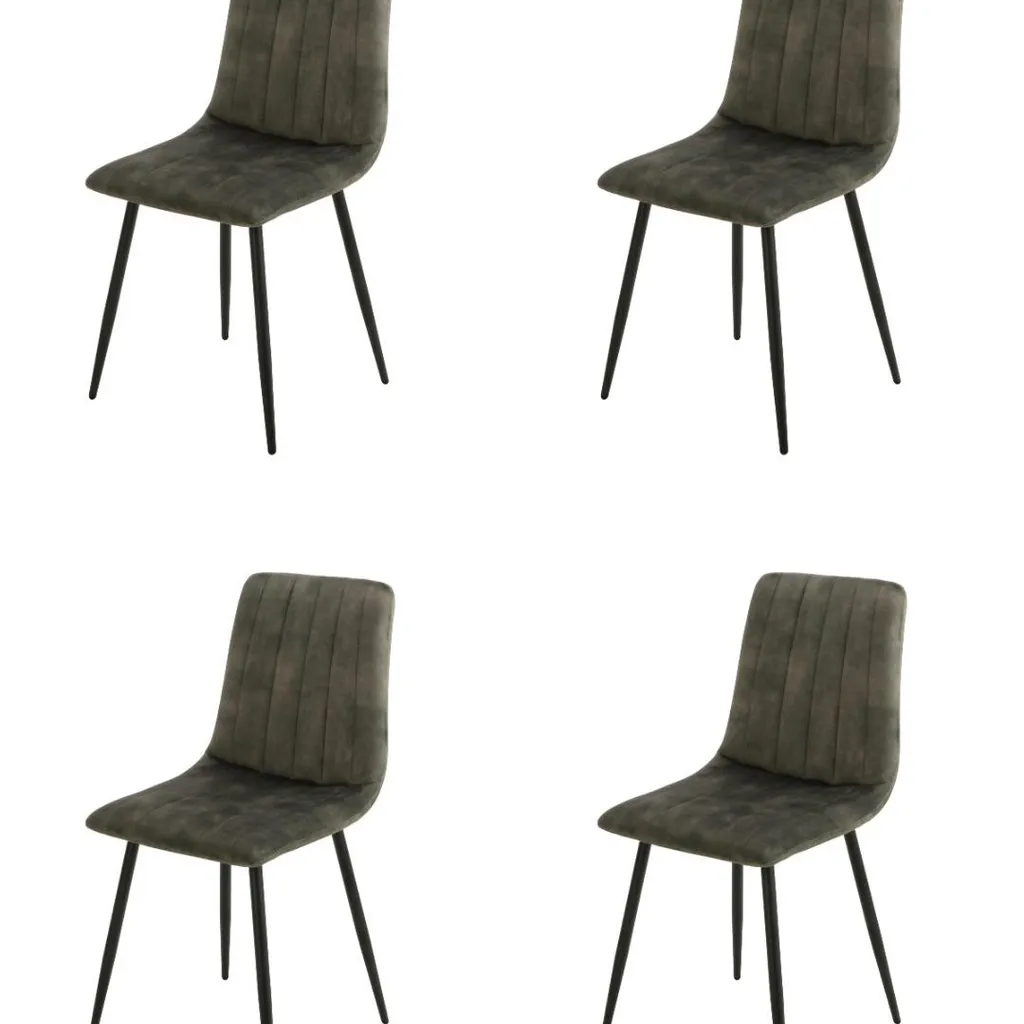 Eetkamerstoel Set van 4, Samara Groen, Microvezel bekleding, Comfortabel en Stijlvol