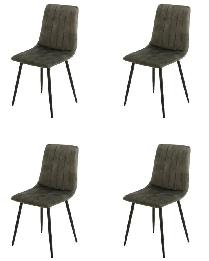 Eetkamerstoel Set van 4, Samara Groen, Microvezel bekleding, Comfortabel en Stijlvol