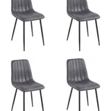Eetkamerstoel Set van 4, Orissa Grijs- Microvezel bekleding, Comfortabel en Stijlvol