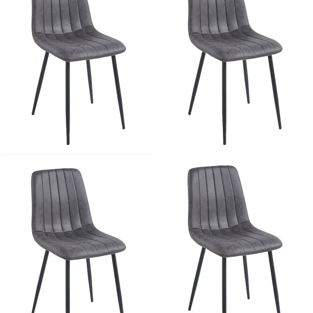 Eetkamerstoel Set van 4, Orissa Grijs- Microvezel bekleding, Comfortabel en Stijlvol