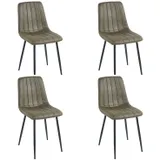 Eetkamerstoel Set van 4, Orissa Groen, Microvezel bekleding, Comfortabel en Stijlvol